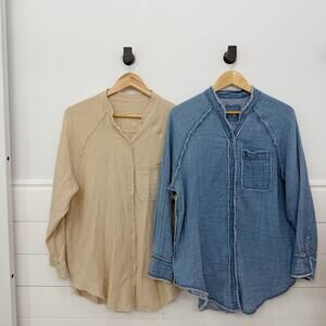 Women’s Aerie Lot Of Two Button Down Oversized Gauze Tops Size XS